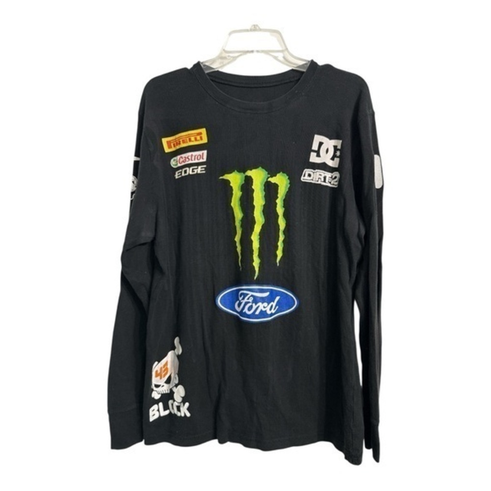 DC Black Long Sleeve Waffle Shirt with Logs XL